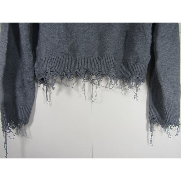 Honey Punch Sweater Womens Medium Distressed V Neck Coastal Nautical Neutral - Picture 3 of 9